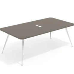 Mesa de reuniones Tekno gran formato, fondo 120, patas aluminio inyectado, estructura cromada
