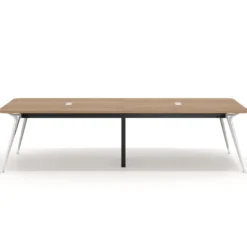 Mesa de reuniones Tekno gran formato, fondo 140, patas aluminio inyectado, estructura cromada