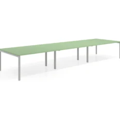 Mesa de reuniones triple Kube, encimera continua, fondo 142 cm, estructura aluminio