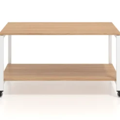 Mesa de trabajo expositor con ruedas Kube, con 2 niveles, estructura blanca