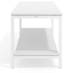 Mesa de trabajo expositor Kube con 2 niveles, estructura blanca