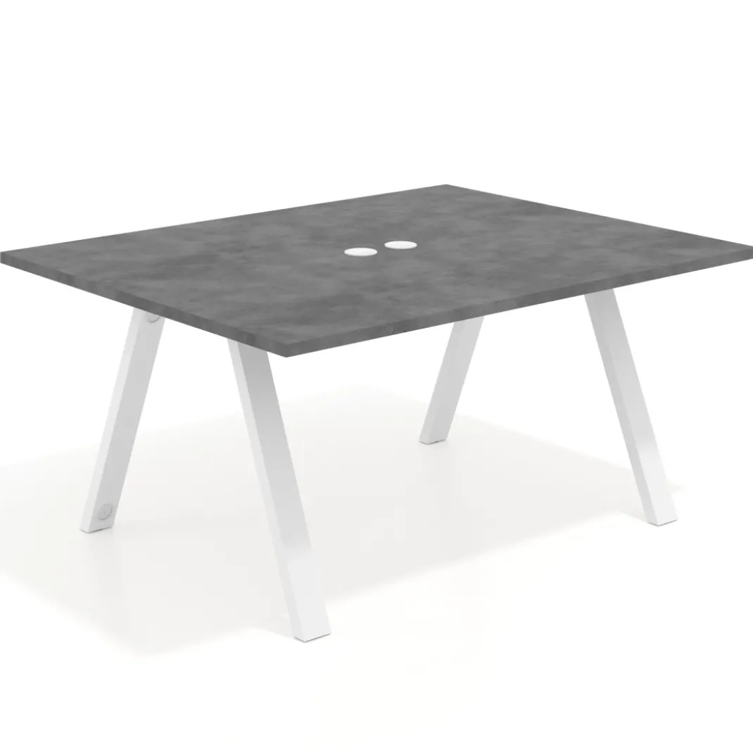Mesa doble individual para coworking UvePro fondo 126 cm estructura blanca