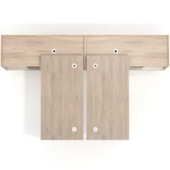 Mesa multipuesto con pedestal cajonera Kube, encimera única, estructura blanca