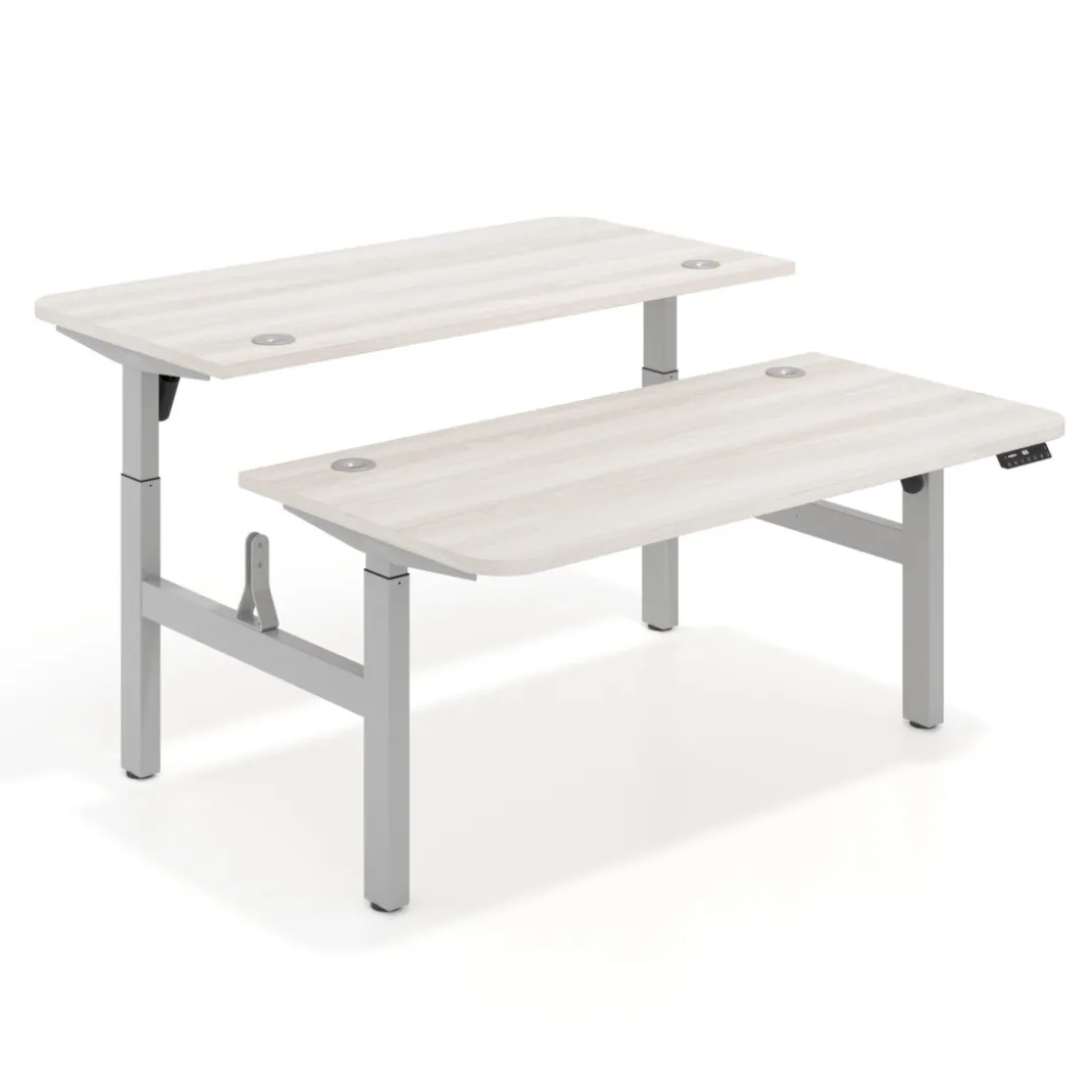 Mesa Multipuesto Elevable eléctrica Erghos Motion estructura aluminio 2 cantos curvos