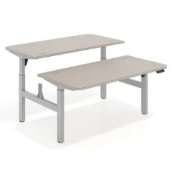Mesa Multipuesto Elevable eléctrica Erghos Motion estructura aluminio 2 cantos curvos
