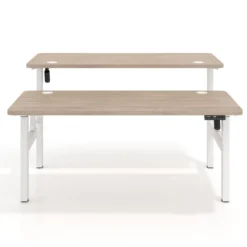 Mesa Multipuesto Elevable eléctrica Erghos Motion estructura blanca canto recto
