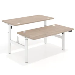 Mesa Multipuesto Elevable eléctrica Erghos Motion estructura blanca canto recto