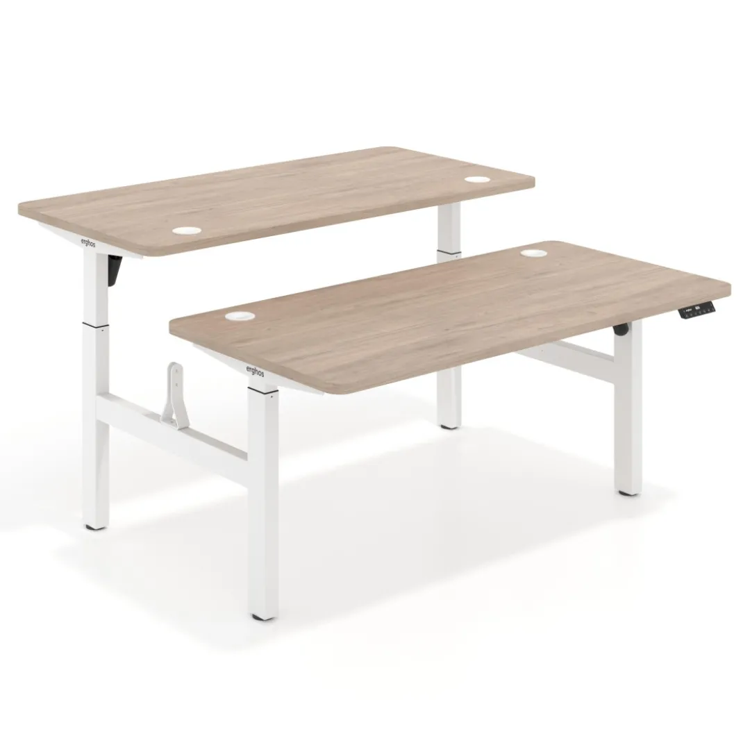 Mesa Multipuesto Elevable eléctrica Erghos Motion estructura blanca canto recto