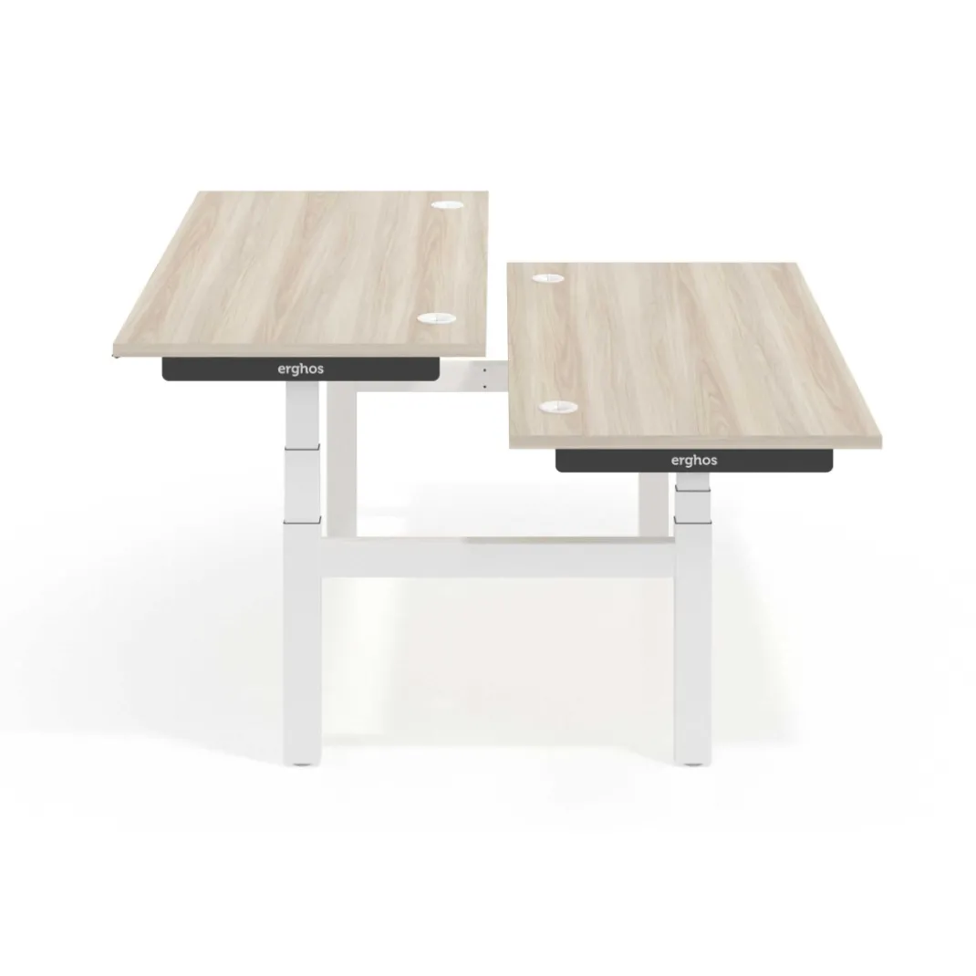 Mesa Multipuesto Elevable eléctrica Erghos Smart Pro estructura blanca canto recto