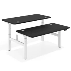 Mesa Multipuesto Elevable eléctrica Erghos Motion Pro estructura blanca 4 cantos curvos