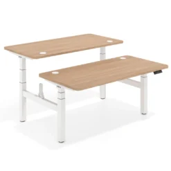 Mesa Multipuesto Elevable eléctrica Erghos Motion Pro estructura blanca 4 cantos curvos