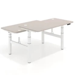 Mesa Multipuesto Elevable eléctrica Erghos Motion Pro estructura blanca 4 cantos curvos