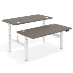 Mesa Multipuesto Elevable eléctrica Erghos Motion Pro estructura blanca 4 cantos curvos
