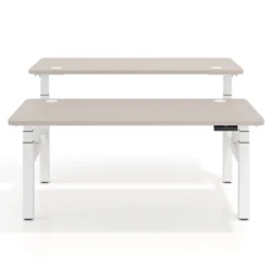 Mesa Multipuesto Elevable eléctrica Erghos Motion Pro estructura blanca 4 cantos curvos