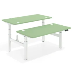 Mesa Multipuesto Elevable eléctrica Erghos Motion Pro estructura blanca 4 cantos curvos