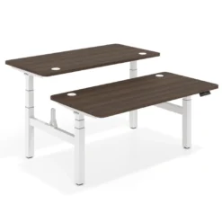 Mesa Multipuesto Elevable eléctrica Erghos Motion Pro estructura blanca 4 cantos curvos