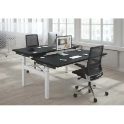 Mesa Multipuesto Elevable eléctrica Erghos Smart Pro estructura blanca canto recto