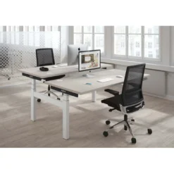 Mesa Multipuesto Elevable eléctrica Erghos Smart Pro estructura blanca canto recto