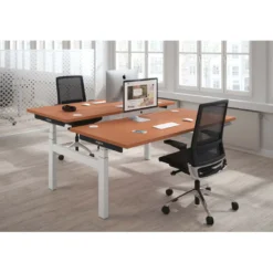 Mesa Multipuesto Elevable eléctrica Erghos Smart Pro estructura blanca canto recto