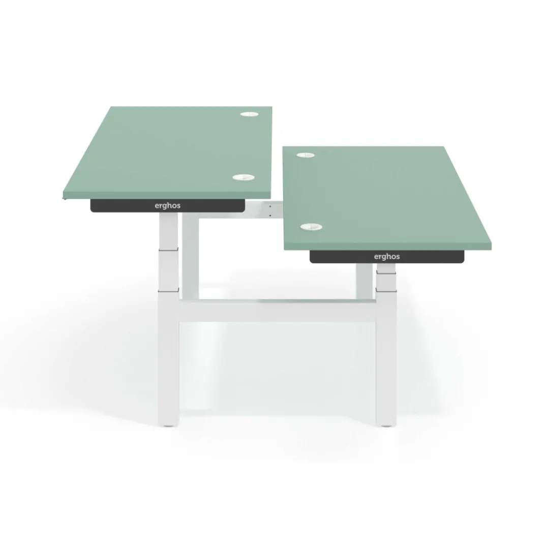 Mesa Multipuesto Elevable eléctrica Erghos Smart Pro estructura blanca canto recto