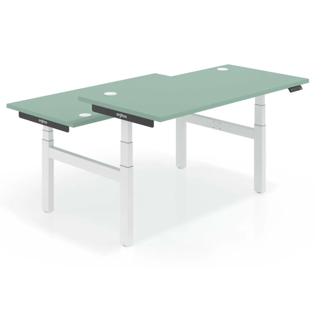 Mesa Multipuesto Elevable eléctrica Erghos Smart Pro estructura blanca canto recto