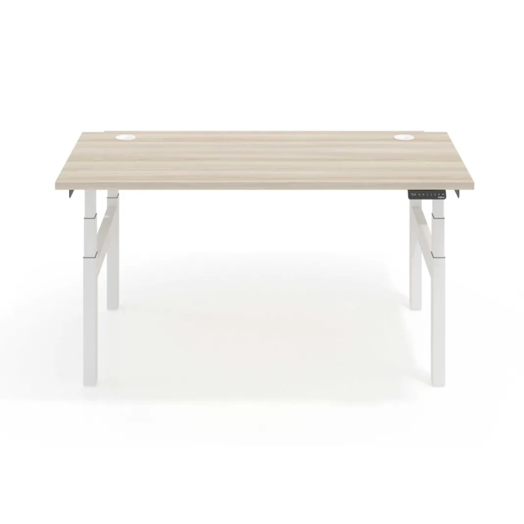 Mesa Multipuesto Elevable eléctrica Erghos Smart Pro estructura blanca canto recto