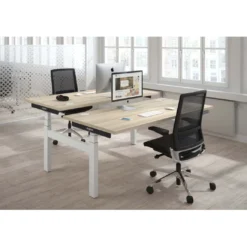 Mesa Multipuesto Elevable eléctrica Erghos Smart Pro estructura blanca canto recto