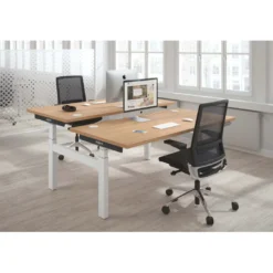 Mesa Multipuesto Elevable eléctrica Erghos Smart Pro estructura blanca canto recto