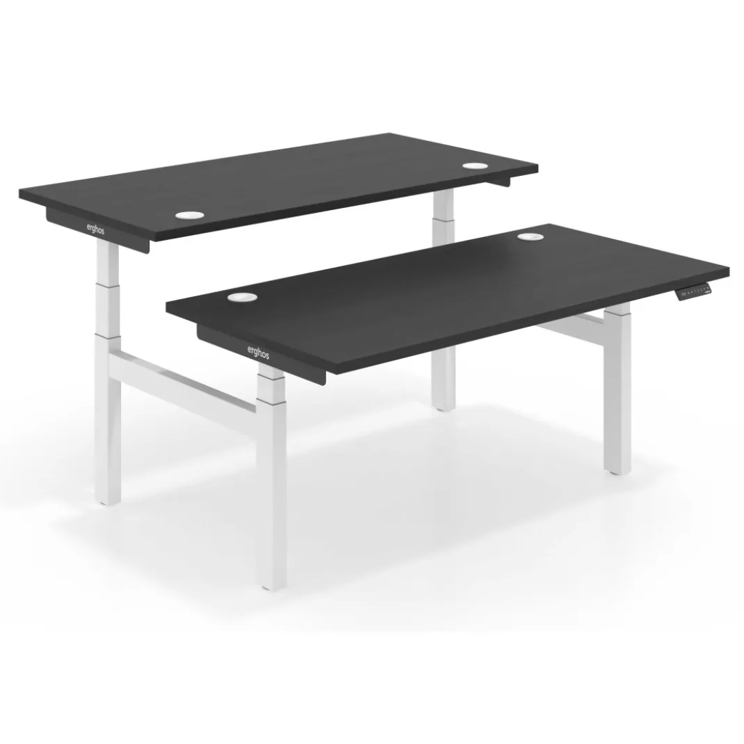 Mesa Multipuesto Elevable eléctrica Erghos Smart Pro estructura blanca canto recto