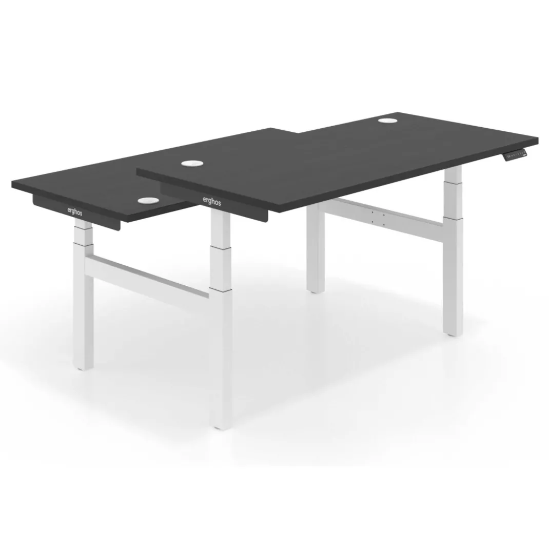 Mesa Multipuesto Elevable eléctrica Erghos Smart Pro estructura blanca canto recto