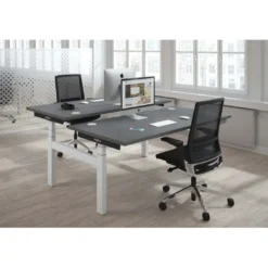 Mesa Multipuesto Elevable eléctrica Erghos Smart Pro estructura blanca canto recto