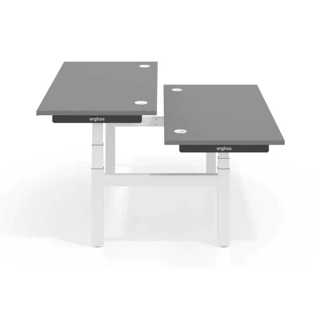 Mesa Multipuesto Elevable eléctrica Erghos Smart Pro estructura blanca canto recto