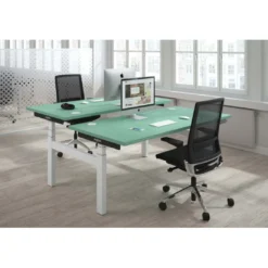 Mesa Multipuesto Elevable eléctrica Erghos Smart Pro estructura blanca canto recto