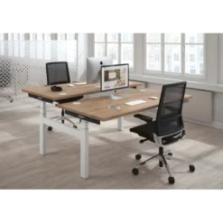 Mesa Multipuesto Elevable eléctrica Erghos Smart Pro estructura blanca canto recto