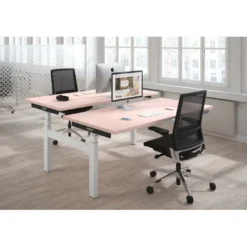 Mesa Multipuesto Elevable eléctrica Erghos Smart Pro estructura blanca canto recto