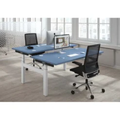 Mesa Multipuesto Elevable eléctrica Erghos Smart Pro estructura blanca canto recto