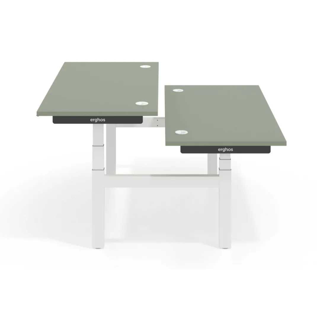 Mesa Multipuesto Elevable eléctrica Erghos Smart Pro estructura blanca canto recto