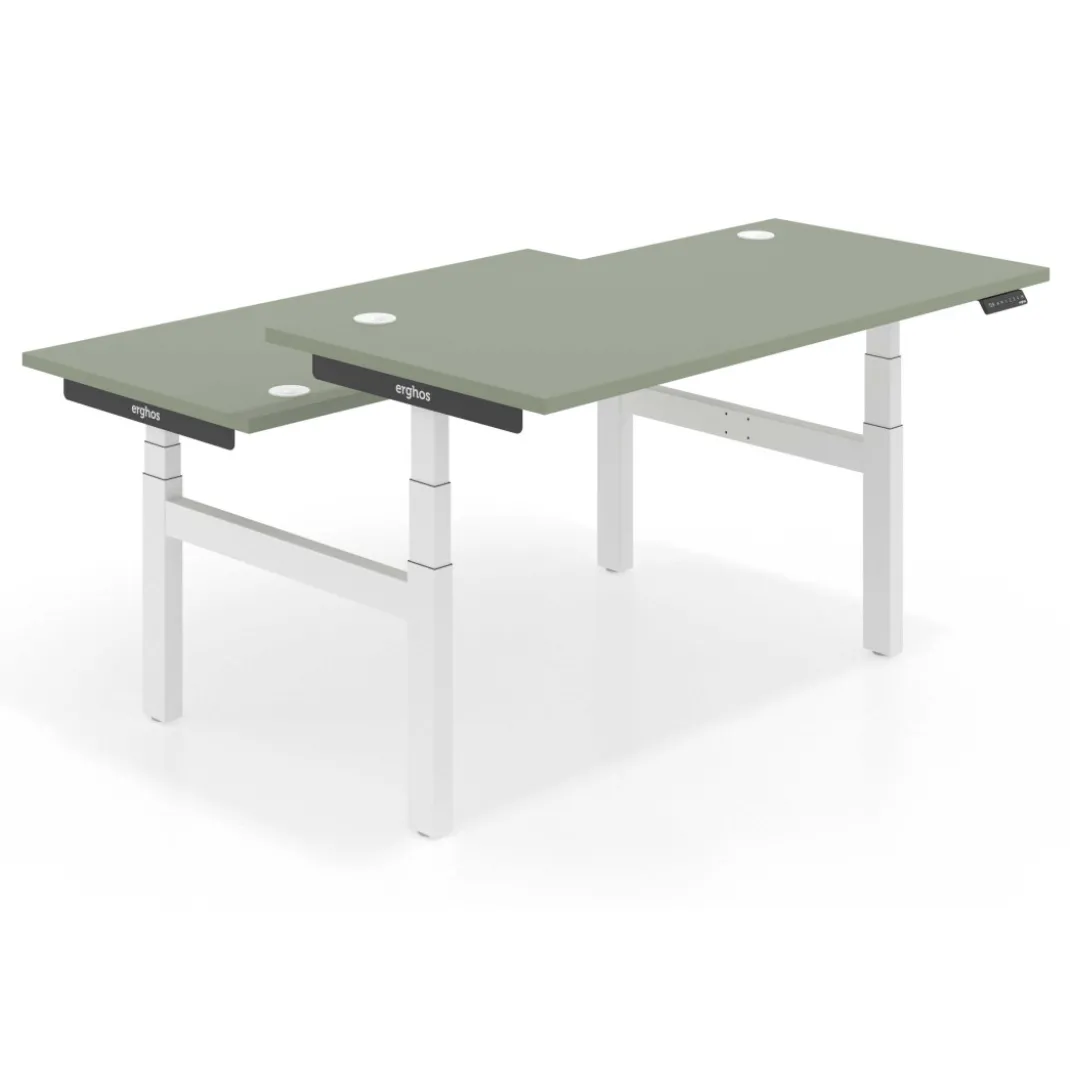Mesa Multipuesto Elevable eléctrica Erghos Smart Pro estructura blanca canto recto