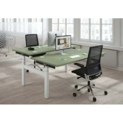 Mesa Multipuesto Elevable eléctrica Erghos Smart Pro estructura blanca canto recto