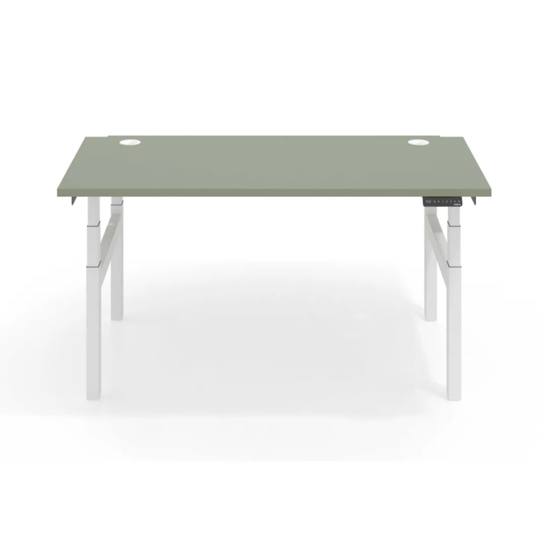 Mesa Multipuesto Elevable eléctrica Erghos Smart Pro estructura blanca canto recto
