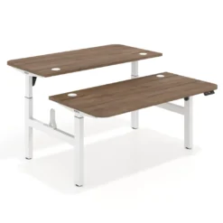 Mesa Multipuesto Elevable eléctrica Erghos Motion estructura blanca 2 cantos curvos
