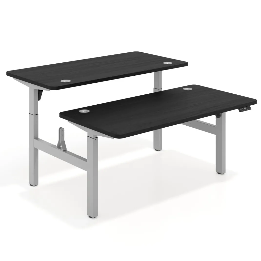 Mesa Multipuesto Elevable eléctrica Erghos Motion estructura aluminio 4 cantos curvos