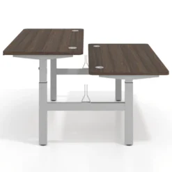 Mesa Multipuesto Elevable eléctrica Erghos Motion estructura blanca 2 cantos curvos