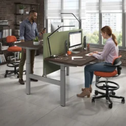 Mesa Multipuesto Elevable eléctrica Erghos Motion estructura blanca 2 cantos curvos