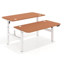Mesa Multipuesto Elevable eléctrica Erghos Motion estructura blanca 2 cantos curvos