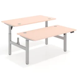 Mesa Multipuesto Elevable eléctrica Erghos Motion estructura blanca 4 cantos curvos