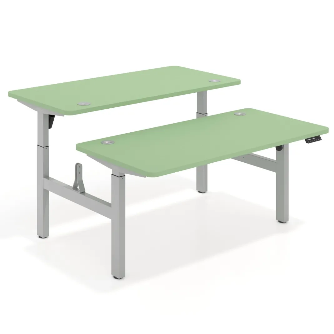 Mesa Multipuesto Elevable eléctrica Erghos Motion estructura aluminio 4 cantos curvos