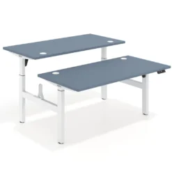 Mesa Multipuesto Elevable eléctrica Erghos Motion estructura blanca 4 cantos curvos