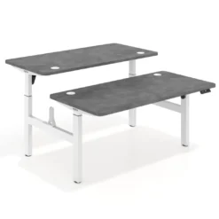 Mesa Multipuesto Elevable eléctrica Erghos Motion estructura blanca 4 cantos curvos