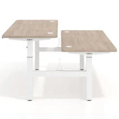 Mesa Multipuesto Elevable eléctrica Erghos Motion estructura blanca 2 cantos curvos
